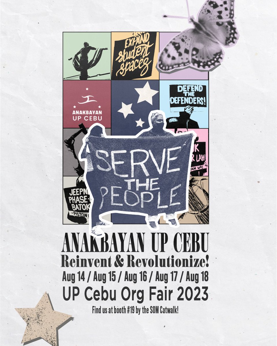 AnakbayanUPCebu's tweet photo. Let the school year 2023-2024 begin! Iskolars, are you ready for it?! ๐๐ญ๐ฅ
Come visit Anakbayan UP Cebu during UP Cebu's 1-week Org Fair, starting tomorrow, August 14, until Friday, August 18!
We hope to see you there! ๐ฆ
#Sugod!
#WeekofWelcome2023 https://t.co/8nwfPzipdT