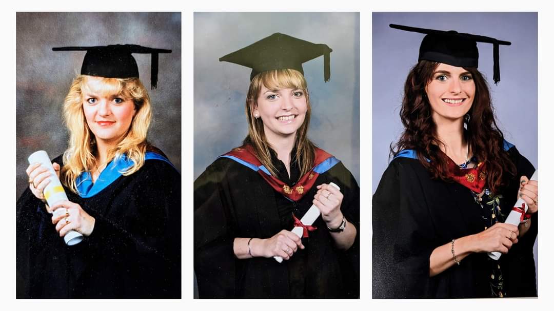 Mamamatician's tweet image. My mum on the left, me in the middle and now my sister on the right. 

All @ManMetUni students. 

Mum, Business
Me, Maths
Sister, Fine art. 

Brilliant university. I'd relive my uni years over and over 🩵❤️💛

@ManMetAlumni #family #manmet #mmu #mcr #university #proud