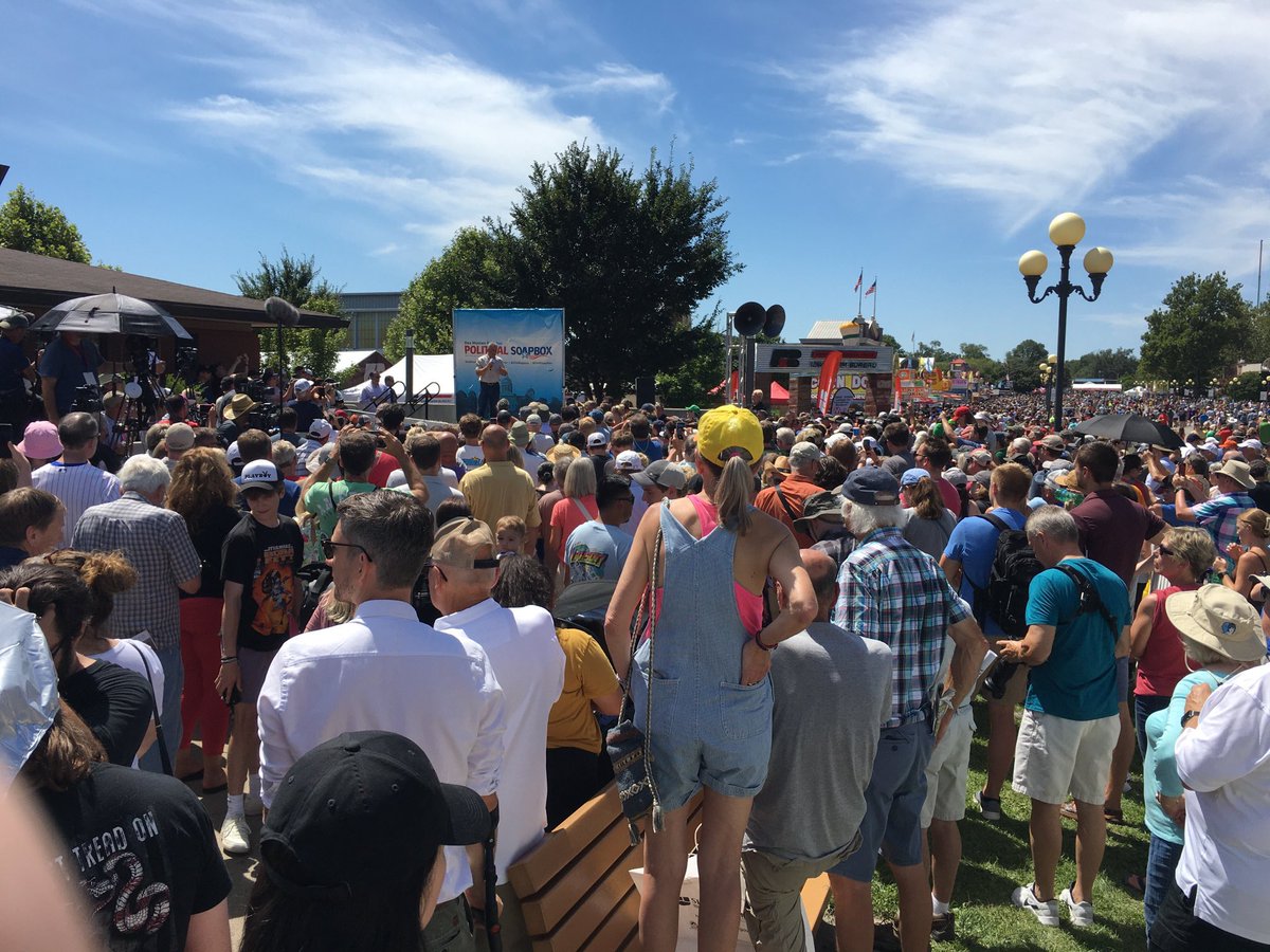 TannersDad's tweet photo. Do you think @JoeBiden will ever see an excited positive supportive crowd like this ever again? ThankYou @IowaStateFair hosting @RobertKennedyJr Political Soapbox #RFK #RFKjr @TheDemocrats #Bobby is a winner! #Winning @DMRegister #DMRSoapbox On #Iowa Proudly sharing Truth USA ๐บ๐ธ https://t.co/IOmEC0yd86