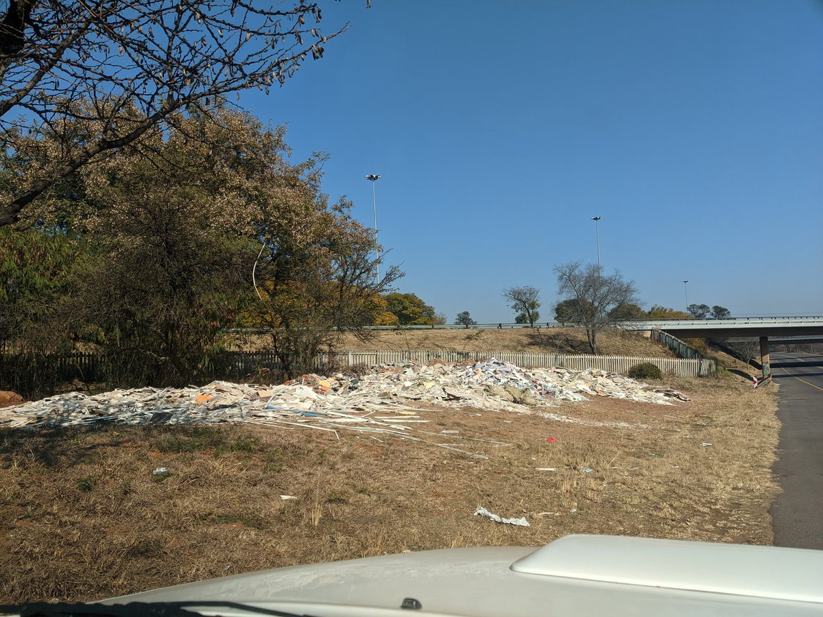 Rayvan89's tweet photo. @CityTshwane @tshwane_mayor where can we report illegal dumping of building rubble? Stanza Bopape street (right by the Botanical Gardens) has new building rubble heaps added almost daily https://t.co/LMZnOuAj67