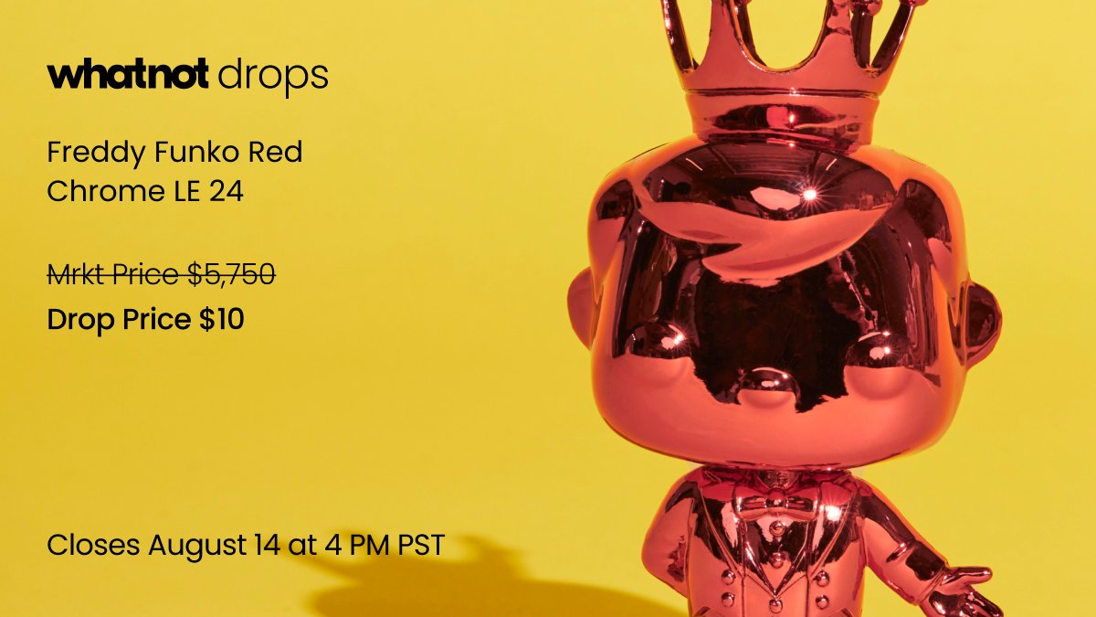 funkofinderz's tweet photo. β° Only a few hours left! β°
Enter the Drop for a chance to own the Funko Pop! Freddy Funko Red Chrome LE 24 pcs.
https://t.co/okgF2G6GRI
New to Whatnot? Sign up using my link below and get $15 Off your first purchase.
π https://t.co/OoCOdoGRPs
#WhatnotStreamTeam @Whatnot https://t.co/szRbbFwFmq