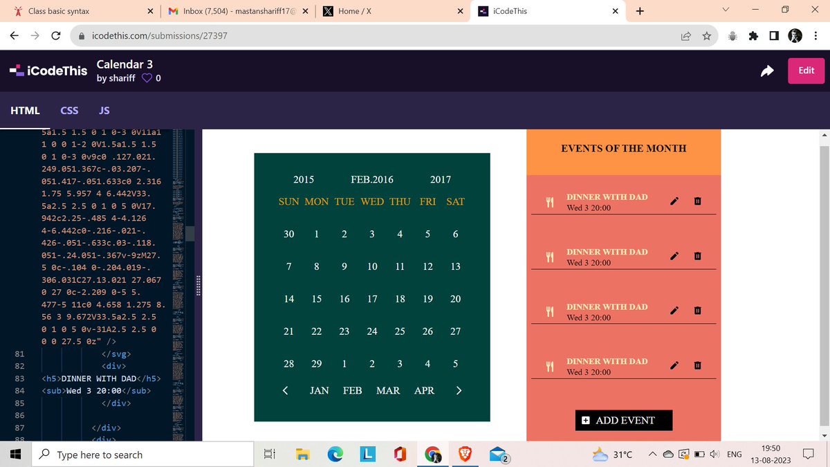 lonewolfthinks's tweet image. Today&apos;s progress
✅classes in javascript
✅class expression
✅class inheritance
✅class field
✅making bound methods with class fields
✅completed today&apos;s task on @iCodeThis 
check out here iCodeThis.com/submissions/27…
please give your feedback🙂
#buildinpubic #javascript