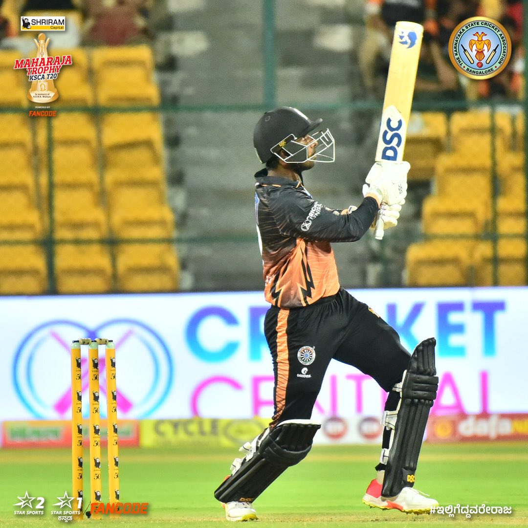 maharaja_t20's tweet photo. Mohammed Taha literally got the storm to the M. Chinnaswamy Stadium. 😉🌪️

#HTvMW #IlliGeddavareRaja #MaharajaTrophy #KSCA #Karnataka https://t.co/fPd7RMTPEZ