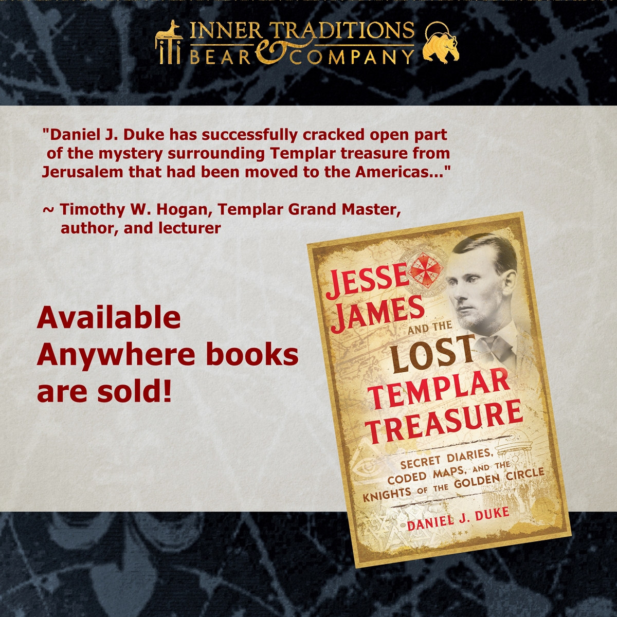 Dan_Duke_author's tweet photo. 🔥 Unveil the hidden legacy of Jesse James! 🏴‍☠️💎 'Jesse James and the Lost Templar Treasure' deciphers secrets that connect history, Freemasonry, and the Knights Templar. Get ready for an adventure like no other. 📚🗺️ #TemplarTreasure #mustread https://t.co/iUhHqRBo5L