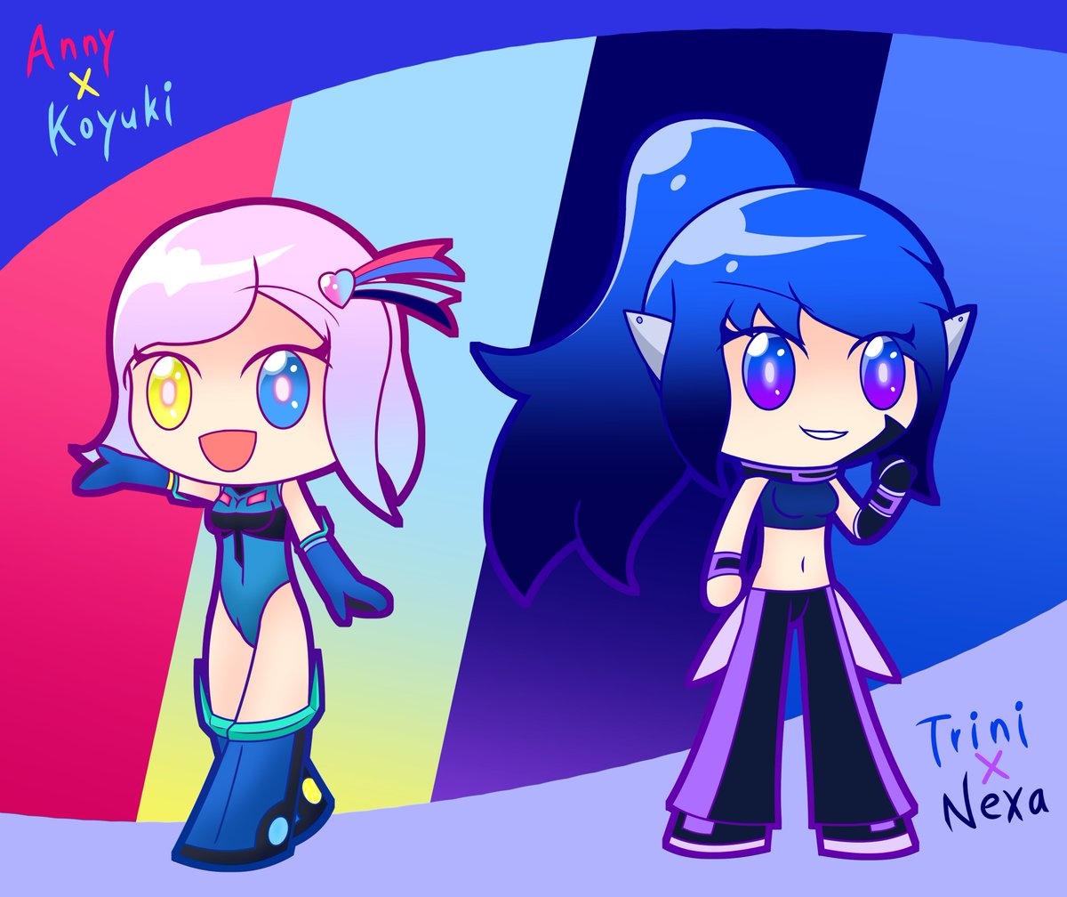 ✨うちよそフュージョン✨
❤️アニー X 小雪💙
💙トリニ X ネクサ💜
#うちよそ #ファンアート