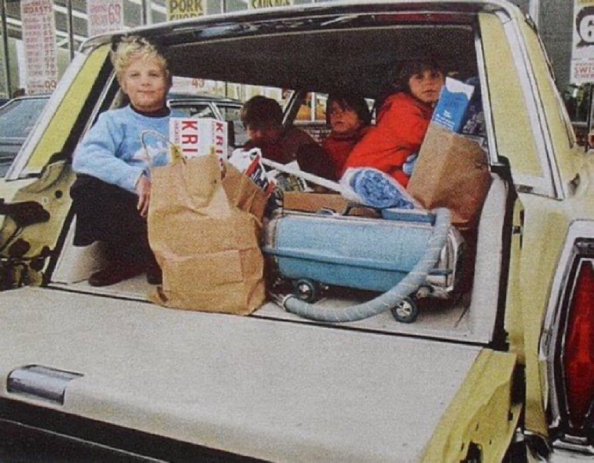 Super70sSports's tweet image. “Dad, there’s no seat belt back here.”

“Then wrap the vacuum hose around your waist, you pussy.”