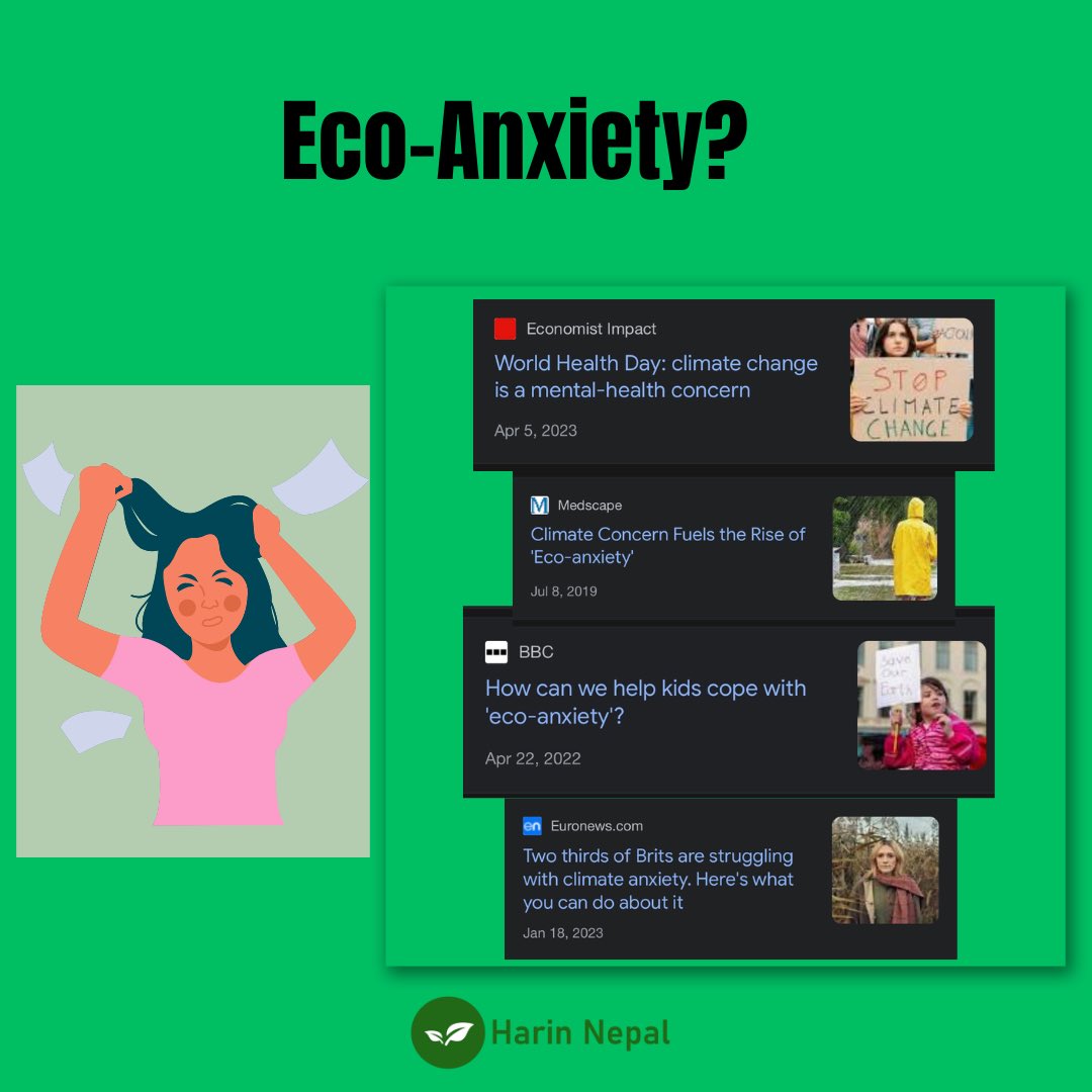 HarinNepal's tweet photo. The climate crisis is creating panic and fear among Generation Z and young millennials .

Here is few things you need to know about Eco-Anxiety !
#ecoanxiety #climatechangeisreal #climatechangenepal https://t.co/RYgAvBzxiv