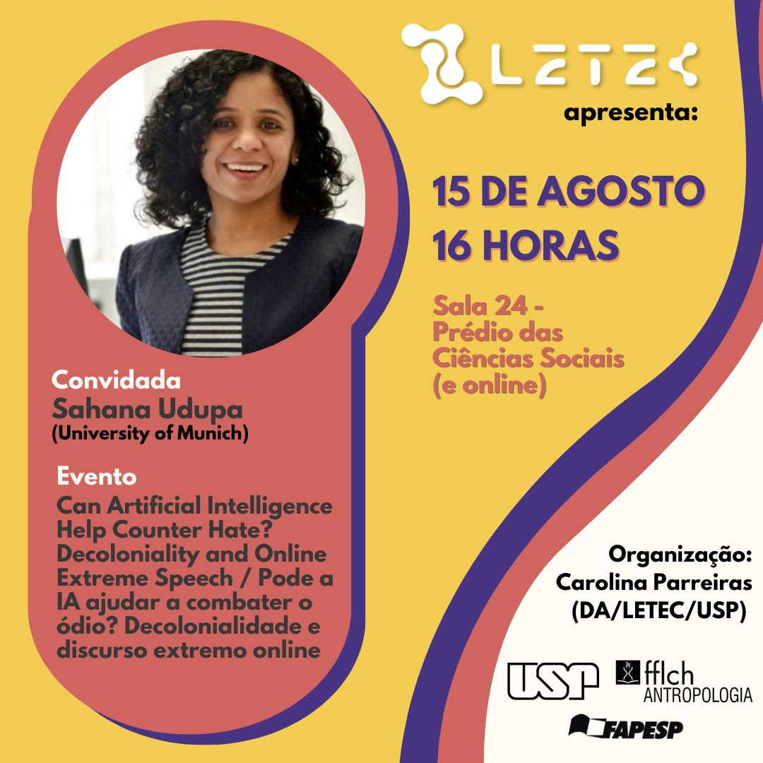 Can Artificial Intelligence #AI help counter #hatespeech? I will speak at <a href="/usponline/">USP - Universidade de São Paulo</a> Thank you <a href="/carolparreirass/">Carolina Parreiras</a> for the invitation; <a href="/MarciaLima1971/">Marcia Lima</a>, <a href="/samiabomfim/">Sâmia Bomfim</a> <a href="/marina_helou/">Marina Helou</a> &amp; other politicians for talking to me &amp; <a href="/tvcultura/">TV Cultura</a> for featuring our project youtube.com/watch?v=FEOWy3…
