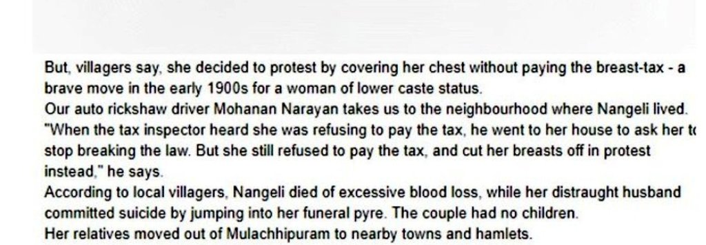 Also the myth that the Ezhava woman of Nageli cuttng ßreast and asked people to save her from ßreast...