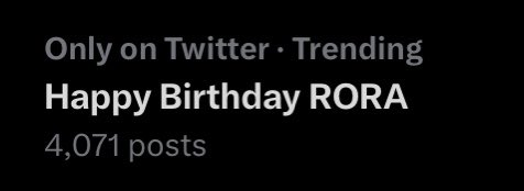 HAPPY BIRTHDAY RORA has already reached 4,071 posts. Can we reach 10,000? 

💬 REPLY:

HAPPY BIRTHDAY RORA
#SunshineRoraDay
#빛나는_로라_생일축하해
#RORA李茶仁0814生日快