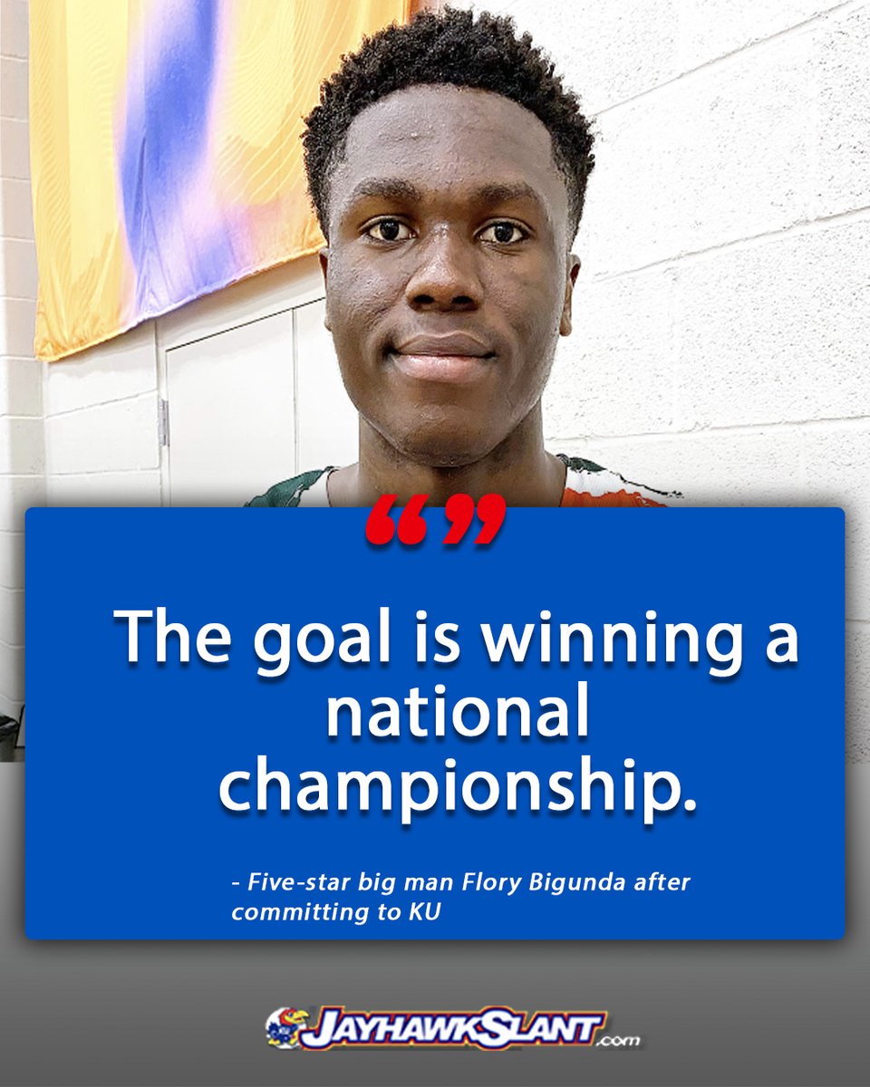 JayhawkSlant's tweet photo. Late last night Bill Self landed a huge commitment in five-star recruit Flory Bigunda.

We spoke with Bigunda about picking the Jayhawks. Much more in our story. #kubball

Link:

https://t.co/aFGGiDaooq https://t.co/CPaaw2SVk7