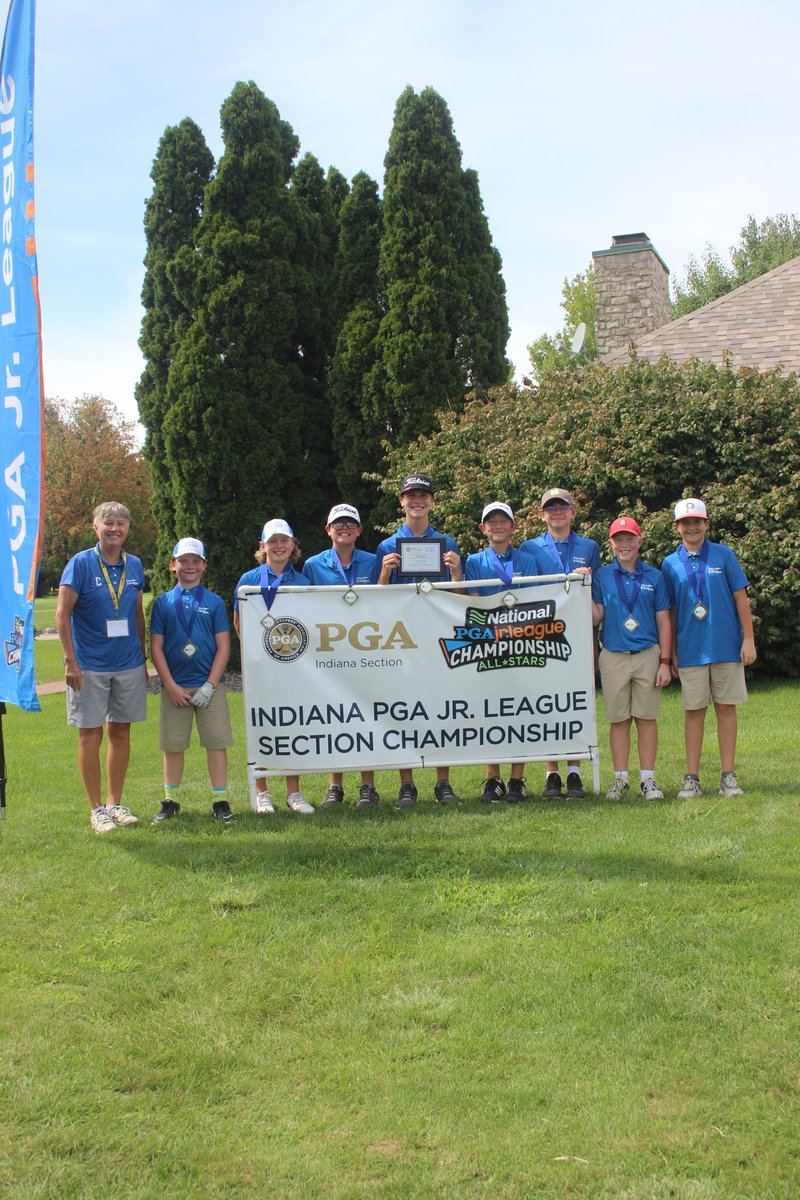 IndianaGolf's tweet photo. Congratulations to the winner of our 2023 13U Indiana @PGAJrLeague Section Championship, the Ironwood All-Stars! By claiming the victory today at Pebble Brook Golf Club, they have advanced to the 13U Regional Championship September 15-17 in Mundelein, Illinois!  

Our runner-ups in the 13U division are the Pine Valley All-Stars!  

13U Results: https://t.co/1RrHKaLq88 

#drivetothechampionship #indianagolf