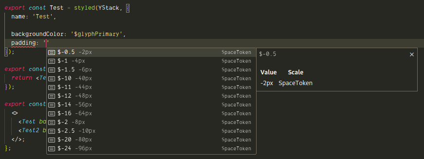 nderscore's tweet photo. Just published a Typescript plugin which augments the autocomplete results in @tamagui_js  projects to show details about token values and theme colors.

https://t.co/FR53Keui61

Heavily inspired by @fernandorojo 's VSCode plugin. https://t.co/oQFdQYCSNL