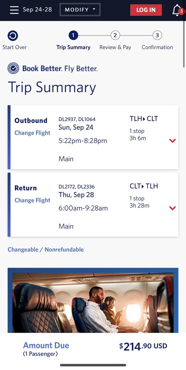 FareSkies's tweet photo. And now Charlotte for Delta folks that don’t mind a layover:

TLH to CLT with scattered dates also in Sept as low as $214 RT w/Delta. https://t.co/muawemsmMm