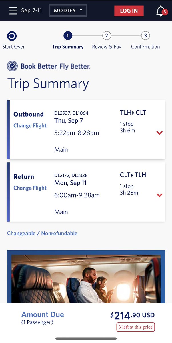 FareSkies's tweet photo. And now Charlotte for Delta folks that don’t mind a layover:

TLH to CLT with scattered dates also in Sept as low as $214 RT w/Delta. https://t.co/muawemsmMm