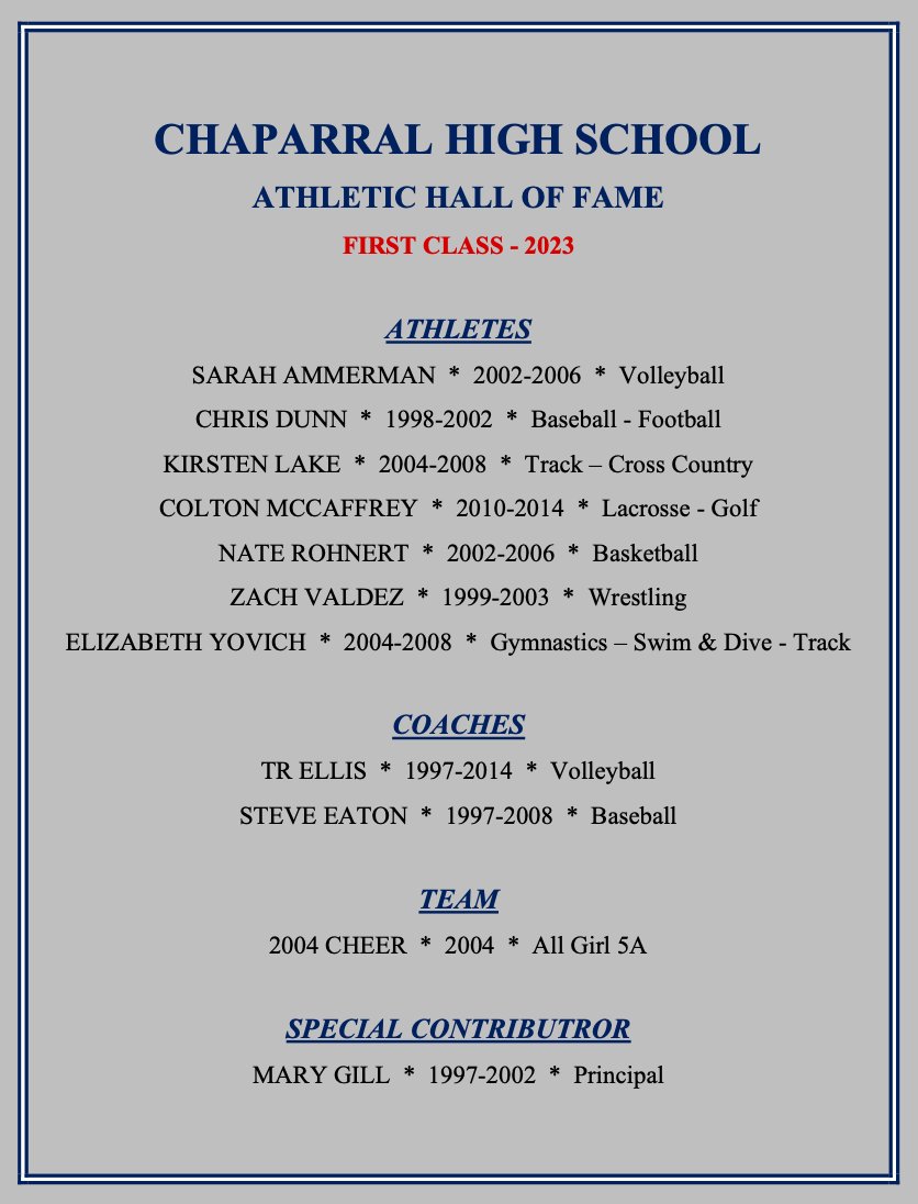 Excited to announce...
<a href="/ChapRBCrew/">CHAP RED BLUE CREW</a> <a href="/dcsdk12/">Douglas County School District</a> <a href="/CHSAA/">CHSAA</a> <a href="/ChapBaseballCO/">Chaparral Baseball</a> <a href="/Chap_Hoops/">Chap Hoops</a> <a href="/Chaparral_Cheer/">Chaparral Cheer</a> <a href="/ChapBoysLAX/">Chaparral Boys LAX</a> <a href="/chap_swim/">CHS Swim and Dive</a> <a href="/chap_XC/">Chaparral XC</a> <a href="/chapvolleyball/">Chaparral Volleyball</a> <a href="/Chap_Wolverines/">Chaparral Football</a> <a href="/Chap_Wrestling/">Chap_Wrestling</a>