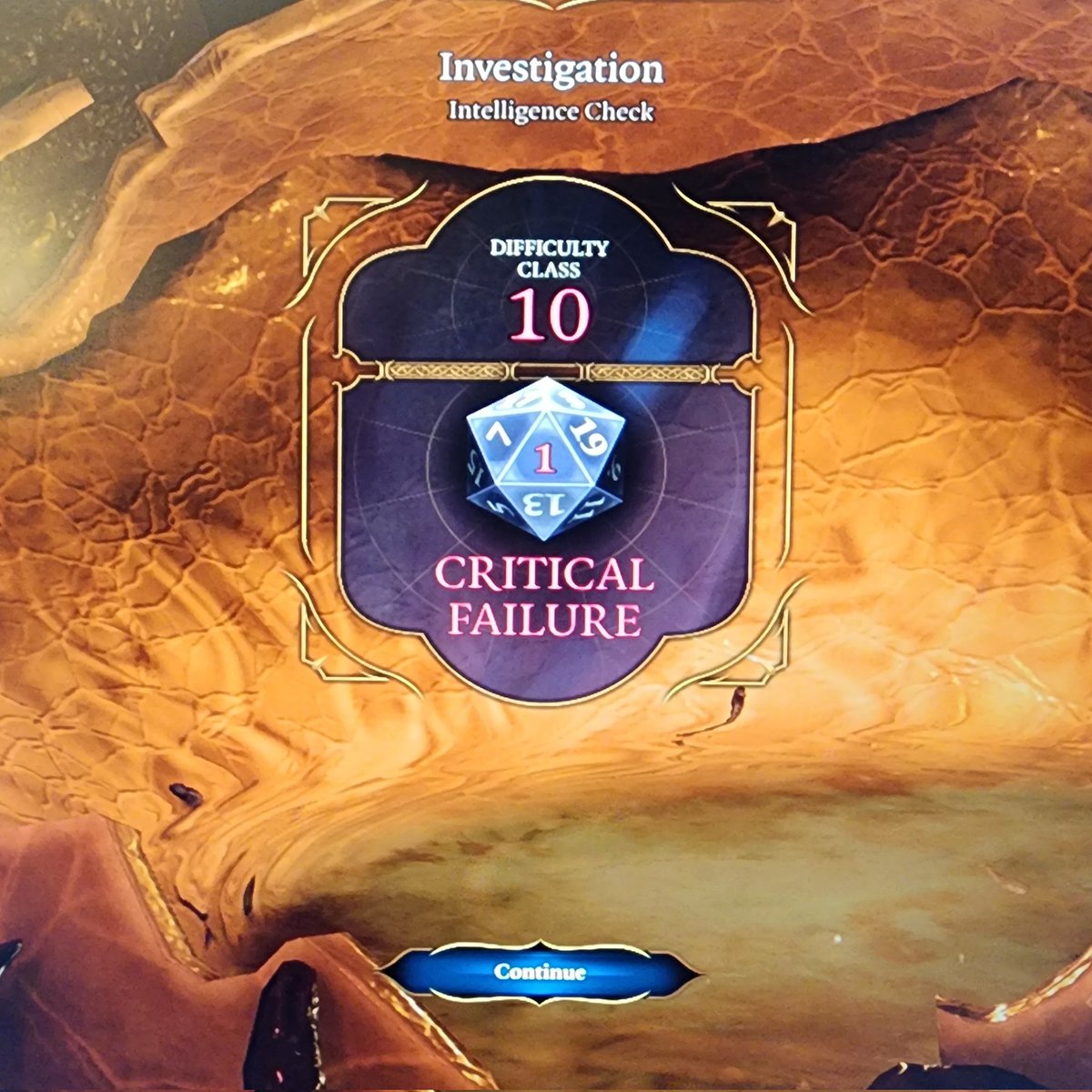 futurexmsmalcom's tweet photo. Never played a #baldursgate before. I'm off to a good start. #BaldursGate3 #firstroll https://t.co/hc8kqatHyV