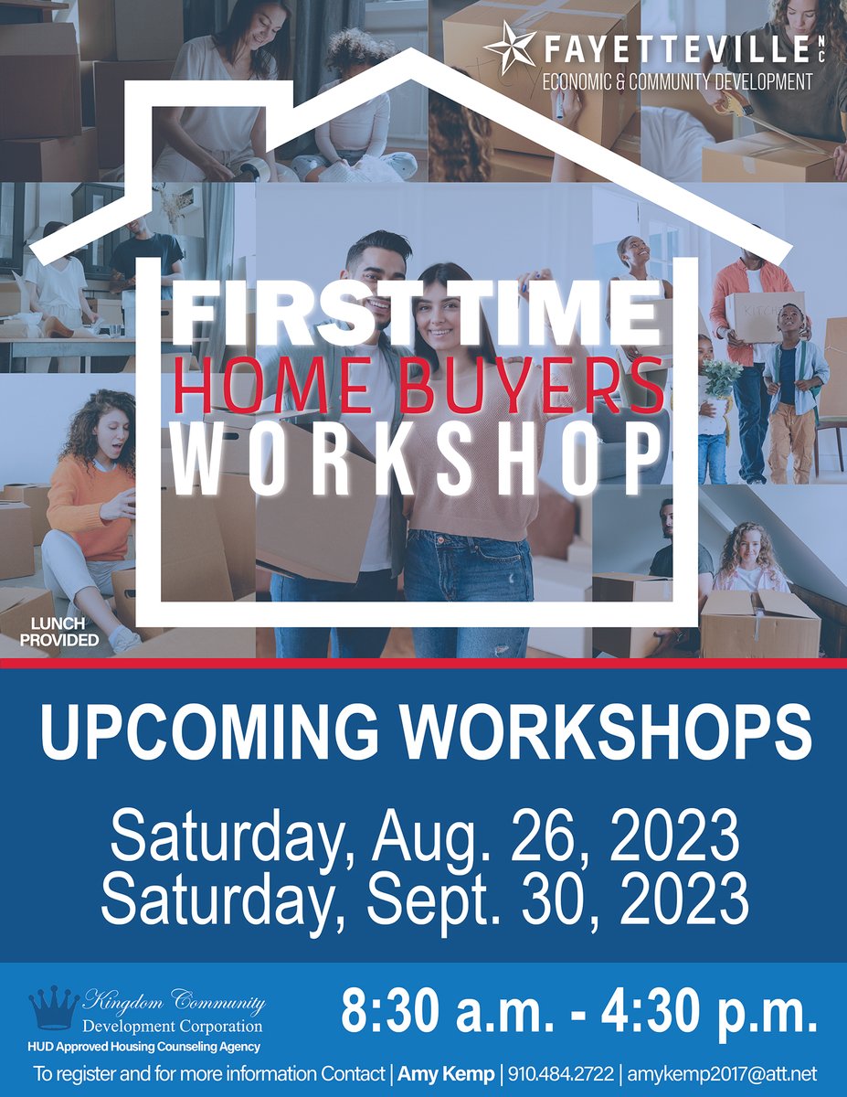 CityOfFayNC's tweet photo. Ready to take the exciting leap into homeownership? Join us at the Homebuyer Workshops to set yourself up for success! 🏡
📆 Dates: August 26 and September 30 (MUST RESERVE A SPOT)
⏰ Time: 8:30 am - 4:30 pm
📍 Location: Fayetteville Technical Community College https://t.co/Pph1QqG2lA