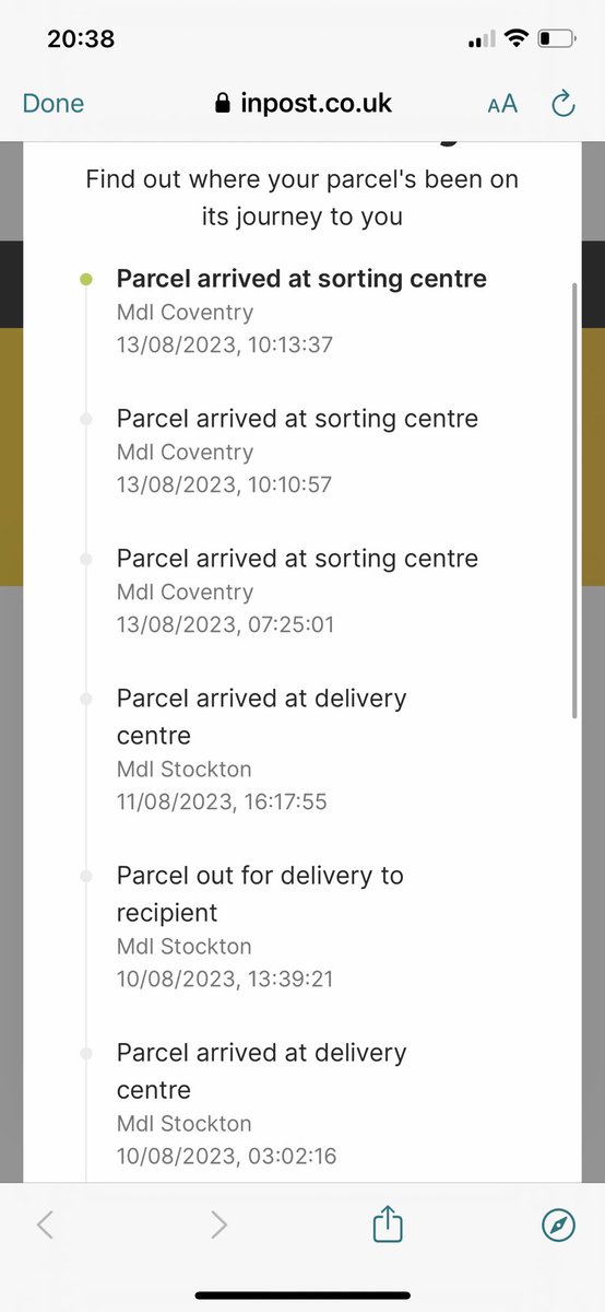 samblah's tweet photo. @InPostUK why is my parcel travelling the entire UK and taking forever to be delivered? 😖 https://t.co/vpStDear8Z