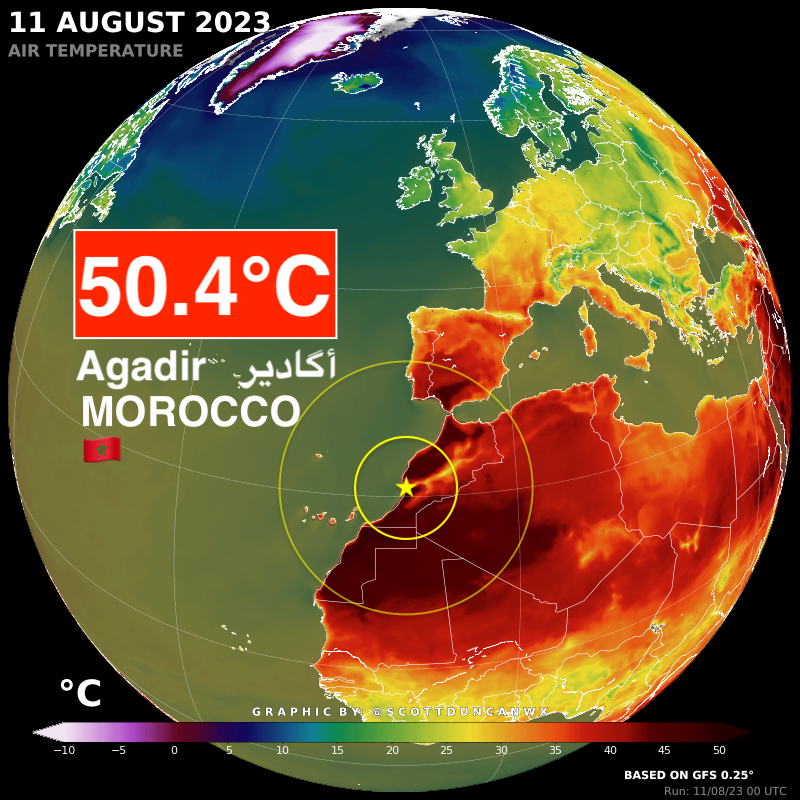Morocco 🇲🇦 has just joined the growing list of countries which have hit 50°C.