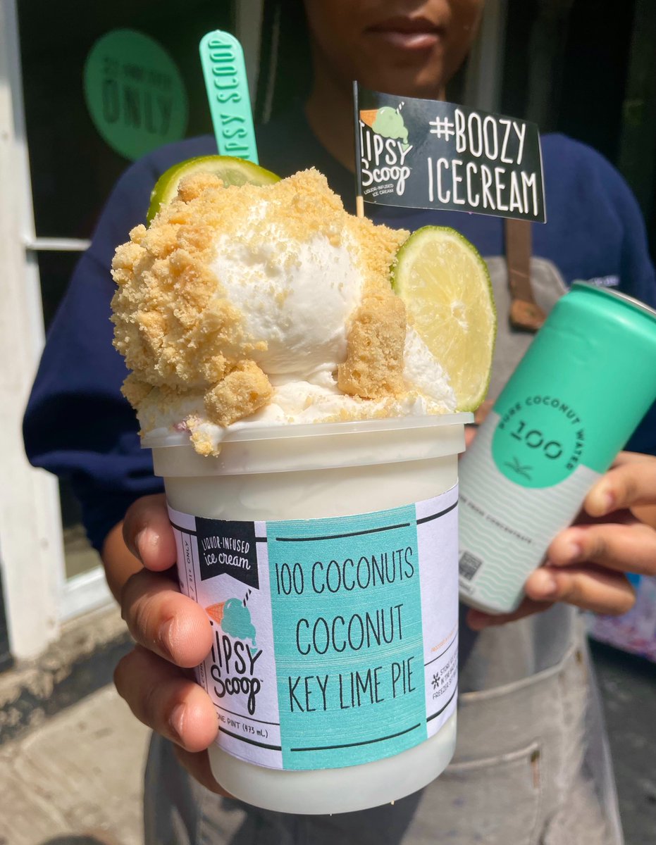 TipsyScoop's tweet photo. Happy National Rum Day!🍹 We made another UNREAL flavor with coconut rum and 100 Coconuts Coconut Water 🥥. Come into our stores this week to try Coconut Rum Key Lime Pie while supplies last!  #NationalRumDay #100coconuts https://t.co/vzYAOlAgHQ