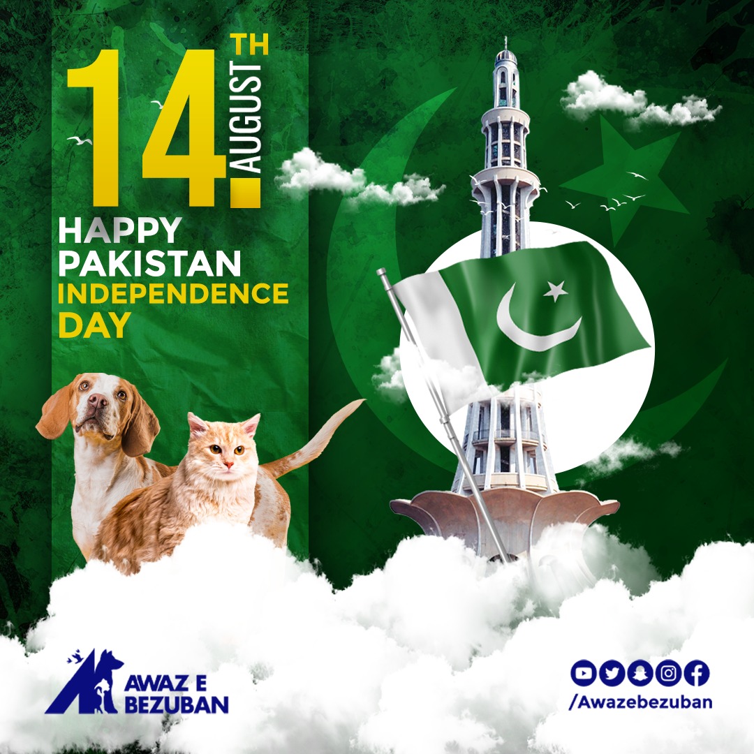 🇵🇰 Happy Independence Day, Pakistan! 🎉 Celebrate freedom, unity, and animal welfare. Let's protect and cherish every life that calls our nation home. 🐾🌿 #PakistanZindabad #IndependenceDay #AnimalWelfare
