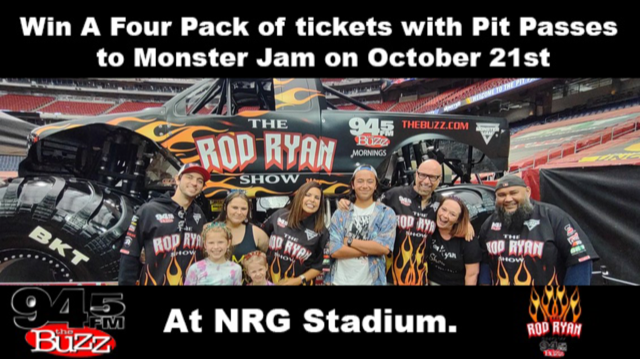 rodryanshow's tweet photo. Here is your chance to win a 4 pack of @monsterjam tickets with pit passes. @rodryanshow and @945thebuzz want to send you to the show. For your opportunity to win retweet this tweet using #every20minutes. Winner selection at 8:20 am. https://t.co/jdO0SHQKrF