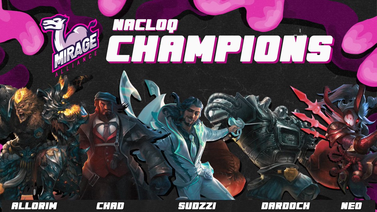 Mirage Alliance (@miragealliance) on Twitter photo WE ARE YOUR CHAMPIONS 🏆
<a href="/Allorim/">Kieran Logue</a>
<a href="/ChadJungleLoL/">Chad Jungle</a>
<a href="/Sudzzi/">Sudzzi</a>
@Ukpneo
<a href="/Dardoch/">Joshua</a>
<a href="/Viceera/">Viceera</a>
<a href="/Maniac1v9/">Maniac</a>
<a href="/LolRourke/">Rourke Smith</a>
<a href="/Normologys/">Norman</a>
#MAWIN | @TeamRallyCry | <a href="/PathToLCS/">PathToLCS</a> WE ARE YOUR CHAMPIONS 🏆
<a href="/Allorim/">Kieran Logue</a>
<a href="/ChadJungleLoL/">Chad Jungle</a>
<a href="/Sudzzi/">Sudzzi</a>
@Ukpneo
<a href="/Dardoch/">Joshua</a>
<a href="/Viceera/">Viceera</a>
<a href="/Maniac1v9/">Maniac</a>
<a href="/LolRourke/">Rourke Smith</a>
<a href="/Normologys/">Norman</a>
#MAWIN | @TeamRallyCry | <a href="/PathToLCS/">PathToLCS</a>