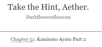 FlowerofFira's tweet photo. Alright Inazuma, you've waited long enough. I hope you enjoy chapter 51 of Take the Hint, Aether! βοΈπ
πhttps://t.co/NFp7zTMXac
#AllxAether #aetherharem #Ayatother https://t.co/MkVzim4qbY