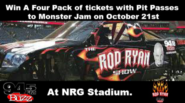rodryanshow's tweet photo. Win a 4 Pack of tickets with Pit Party Passes for @MonsterJam  with #every20minutes and @945thebuzz and @rodryanshow. Make sure you retweet this tweet. It's that easy. Winner selected at 8:00 am. https://t.co/9XlGf0QBTT