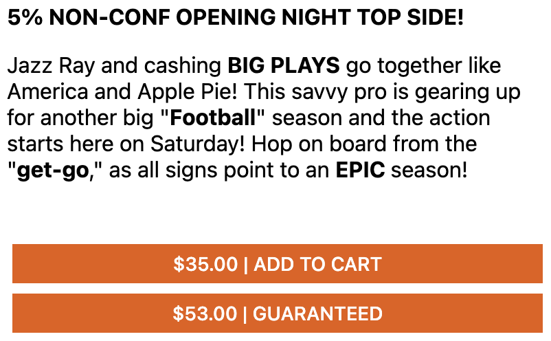 WagerTalk's tweet photo. 🏈 🤑 @JazzRaySports is ready for Week 0 of college football kicking off Aug 26th with a 5% play loaded up you can access below! Take advantage of this play now as line moves and odds changes could occur in the leading weeks heading in 💰 #sportsbets

👉 https://t.co/d11o9cCmot https://t.co/4RIhhcCNP7