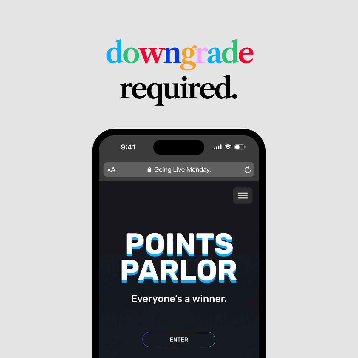 Points Parlor tomorrow. Same time.