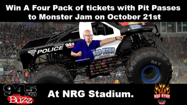 rodryanshow's tweet photo. Win another  4 pack of @MonsterJam tickets with pit passes with @rodryanshow and @945thebuzz. For your chance to win make sure you retweet this tweet using @Tess1Tess2. Winner selection happens at 8:40 am. https://t.co/XCGMHtJvxl