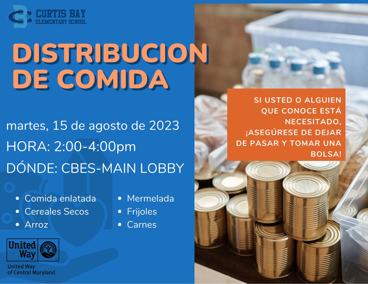 BayCbes's tweet photo. Nuestra próxima distribución mensual de alimentos está programada para el próximo martes 15 de agosto de 2023 a partir de las 2 p. m. Recuerde que todos los artículos se entregan por orden de llegada, por lo que debe planear llegar temprano. https://t.co/DFqRsKEFpB