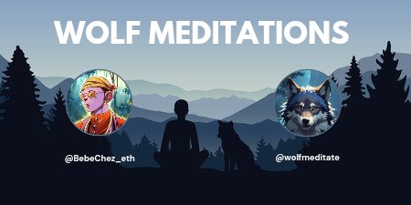 WOLF MEDITATIONS 🐺🧘‍♀️

A weekly guided meditation for the Web 3 space.

Every Monday 7:30pm gmt/2:30pm est. 

Ep 17:  How to deal with fomo (mindfully)

Hosts: @wolfmeditate &amp; @BebeChez_eth 

Set your reminders!
x.com/i/spaces/1DXxy…