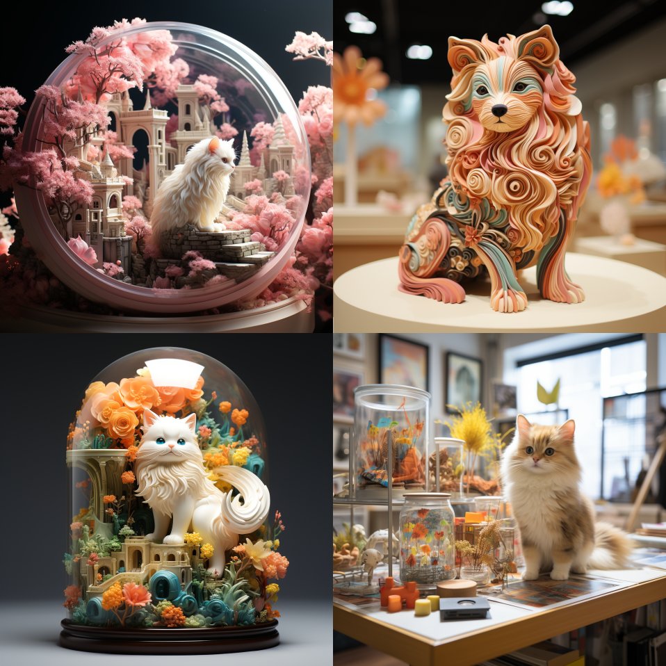 NftEcat's tweet image. 🆕 GM everyone. Happy Sunday! 
🦋 Recent inspirations: Exhibition Ideas on pets miniatures, feels like a great display from #generatedai, I used #midjourney for them, try it! 
#aiart #AIartists #aiartcommunity