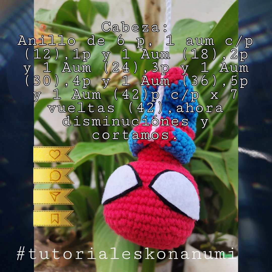 konanumi's tweet image. Patrón Amigurumi.
Spider Man 15 cm.
Parte 1-2
#tutorialeskonanumi #patroneslibreskonanumi #amigurumitutorial #tutorialesAmigurumi #aprendeamigurumis #patronesAmigurumi #patroneslibreskonanumi #patrongratis #tutoriales #tutorialesAmigurumi #tutorialesgratis #tutorialcrochet