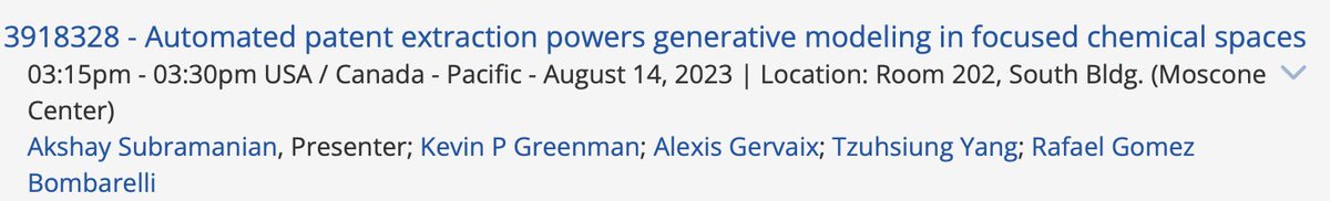 Excited to be presenting about our recent work at #ACSFall2023 on Monday at 3:15pm. Look forward to seeing you there! @RGBLabMIT