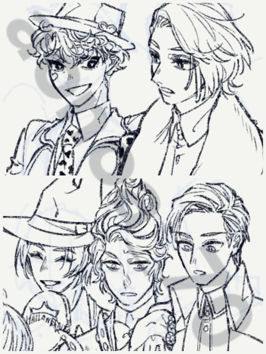 5人の上半身しか描けてないけどブランクの割に顔いい感じになって嬉しいナ😙 