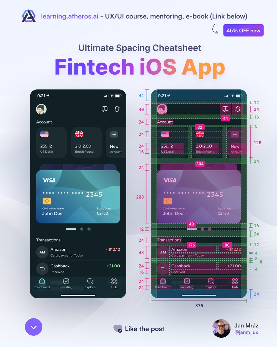 Practical spacing system example for fintech iOS app ⚡️