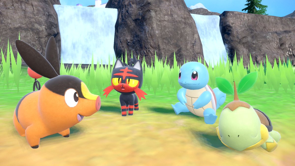 Pokemon's tweet photo. Encounter familiar first partner Pokémon within Blueberry Academy’s Terarium in The Hidden Treasure of Area Zero Part 2: The Indigo Disk!

#PokemonScarletViolet ❤️�� https://t.co/vovTGBOWs4