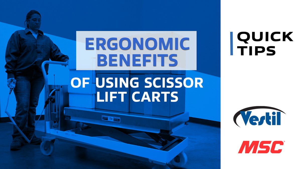 MSC_Industrial's tweet photo. Featured in today's #QuickTip is Vestil Manufacturing's Scissor Lift Carts with a DC-powered electric motor to easily raise/lower the platform and electric toe guards for added worker safety. Browse Vestil Scissor Lift models: https://t.co/rJZZNtGLBK #manufacturing https://t.co/AGIsKkiMCe