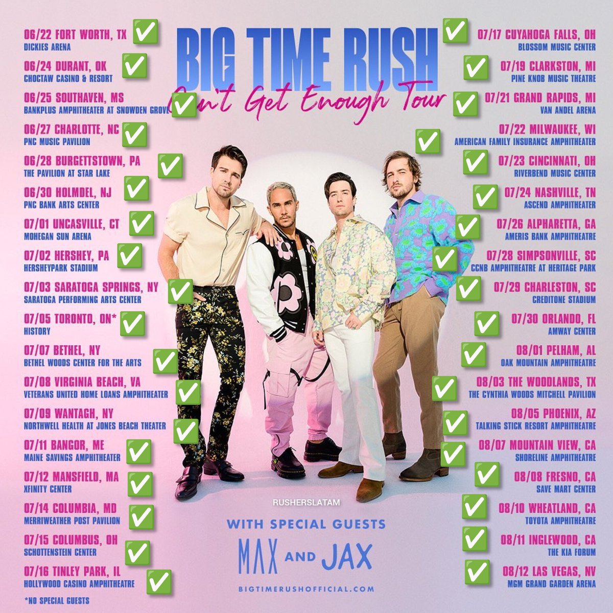 RushersLATAM's tweet photo. ¡Oficialmente el Can't Get Enough Tour en USA ha terminado! 🎉🎉🎉

¡PRÓXIMA PARADA, MÉXICO! ✈️🇲🇽 @bigtimerush

#CantGetEnoughTour #CGETOUR2023 https://t.co/zSR0hhHioi