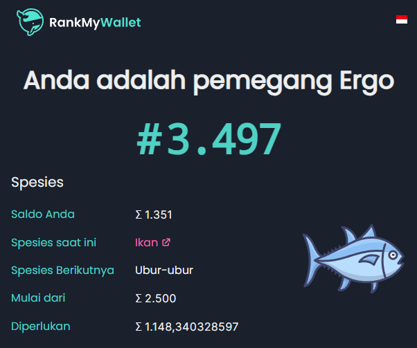 RankMyWallet's tweet image. Indonesia, selamat datang di #Ergo. Temui komunitas dan berpartisipasi dalam peringkat di rankmywallet.com/id-id. Terima kasih @kristianto18