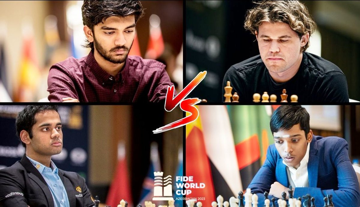 nikchess's tweet image. फीडे विश्व कप R5 : गुकेश-कार्लसन और अर्जुन -प्रज्ञानन्दा में होगा क्वाटर फाइनल @FIDE_chess #FIDEWorldCup #PQF #HindiNews @ChessbaseIndia @ChessbaseHindi 
फीडे विश्व कप शतरंज में आज पांचवें दौर के दूसरे क्लासिकल मुक़ाबले के बाद क्वाटर फाइनल के सात नाम तय हो गए है , जिसमें से तीन