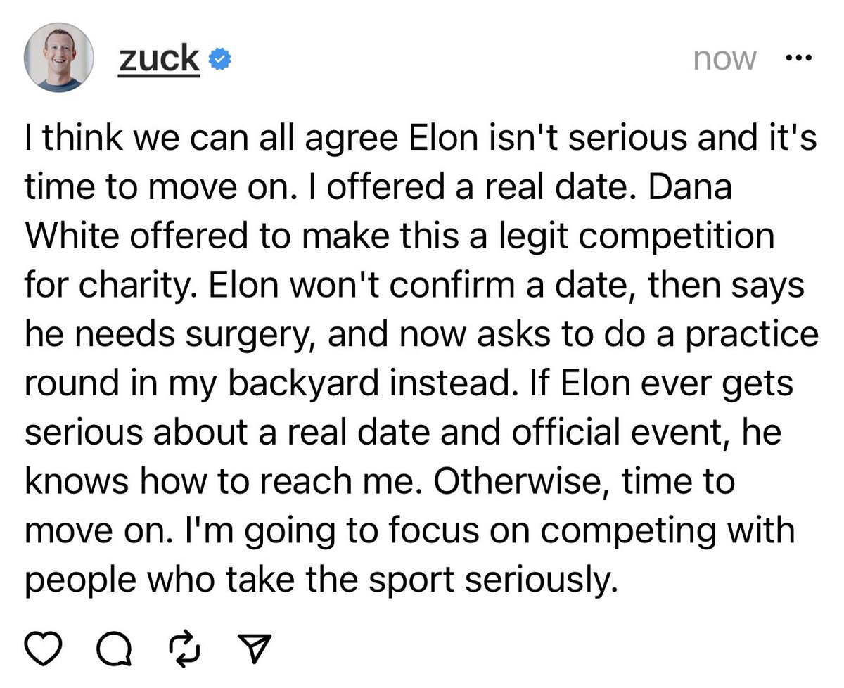 Zuck responds to <a href="/elonmusk/">Elon Musk</a>