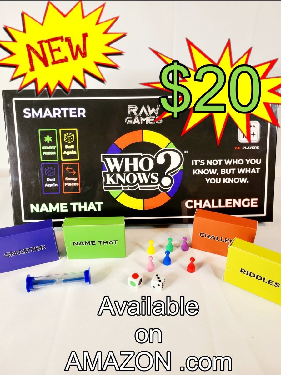 Rawgames22's tweet photo. Who Knows? 
https://t.co/Nm9iR5nwUW 
Did someone say game night? What's a game night without Who Knows? Pull this out and non-stop smiles and laughter will follow soon after.  Exclusively on Amazon 
#whoknows #rawgames 

Tictok Rawgames22
Instagram Rawgames22_
Fb. Raw Games 22 https://t.co/LdfPeYmh01