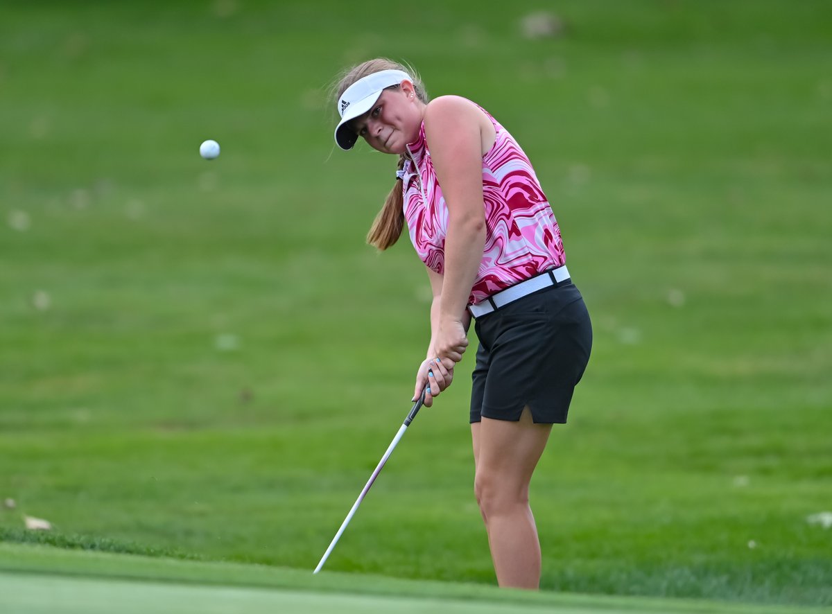 Third Place Medalist Addy Gick from Daleville chips onto the green during the Delaware County Girls Golf Tournament at The Elks Club.  Look for more Highlights here and coming soon to <a href="/TheStarPress/">The Star Press</a> , <a href="/MaxPreps/">MaxPreps</a>  and raymondnanko.smugmug.com