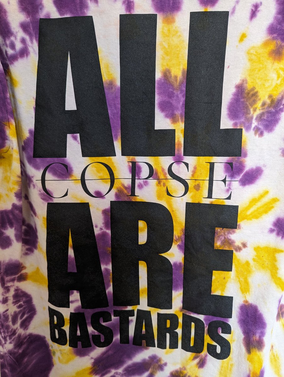 New ACAB shirts available at <a href="/ATGFestival/">ArcTanGent</a> next weekend!

Available in either block pink/magenta or spiral tie dye! All tie dyes are unique and we're done by the band and wives (cheers wives!) 1/2