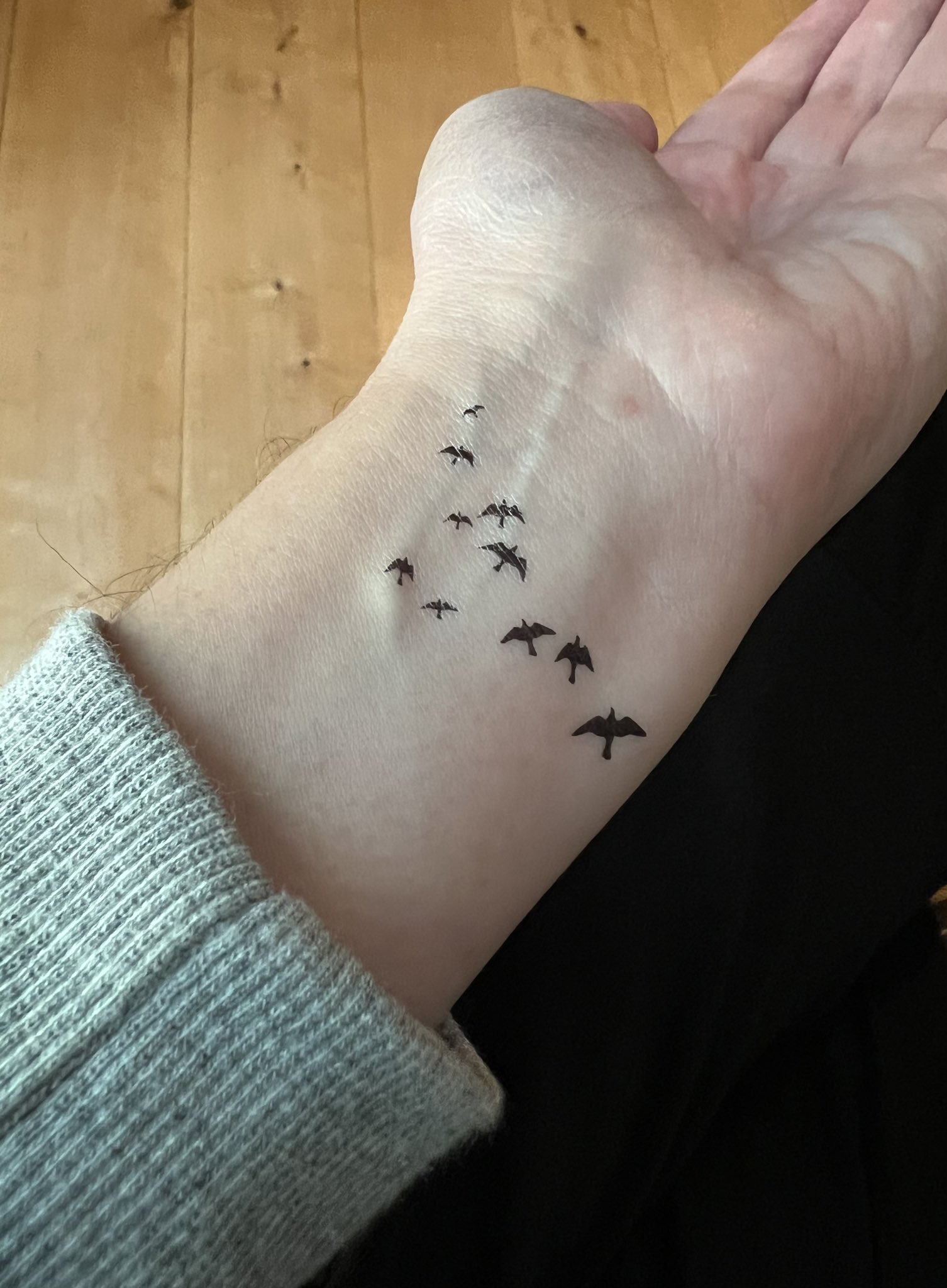 Flying Bird Wrist Tattoo